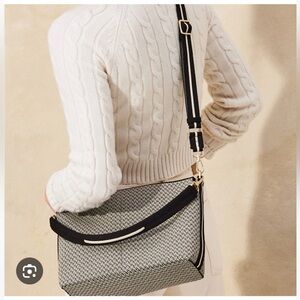 Rothys The Daily Crossbody Black and White Mist Herringbone Bag Handbag